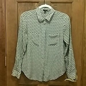Deer Print Ann Taylor Silk Shirt Sz S
